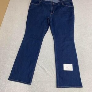 Old Navy blue mid-rise bootcut jeans Size 16 distressed hem. SKU538#denim